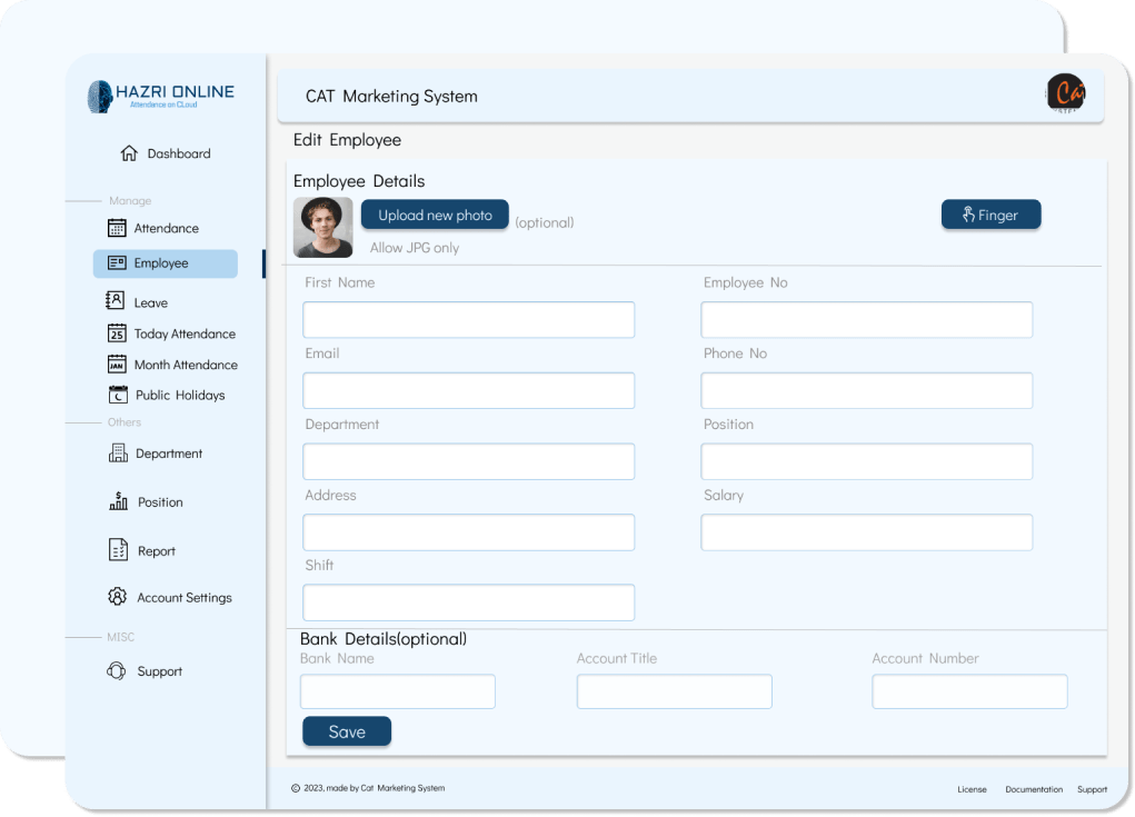 employee edit portal for online attendance system